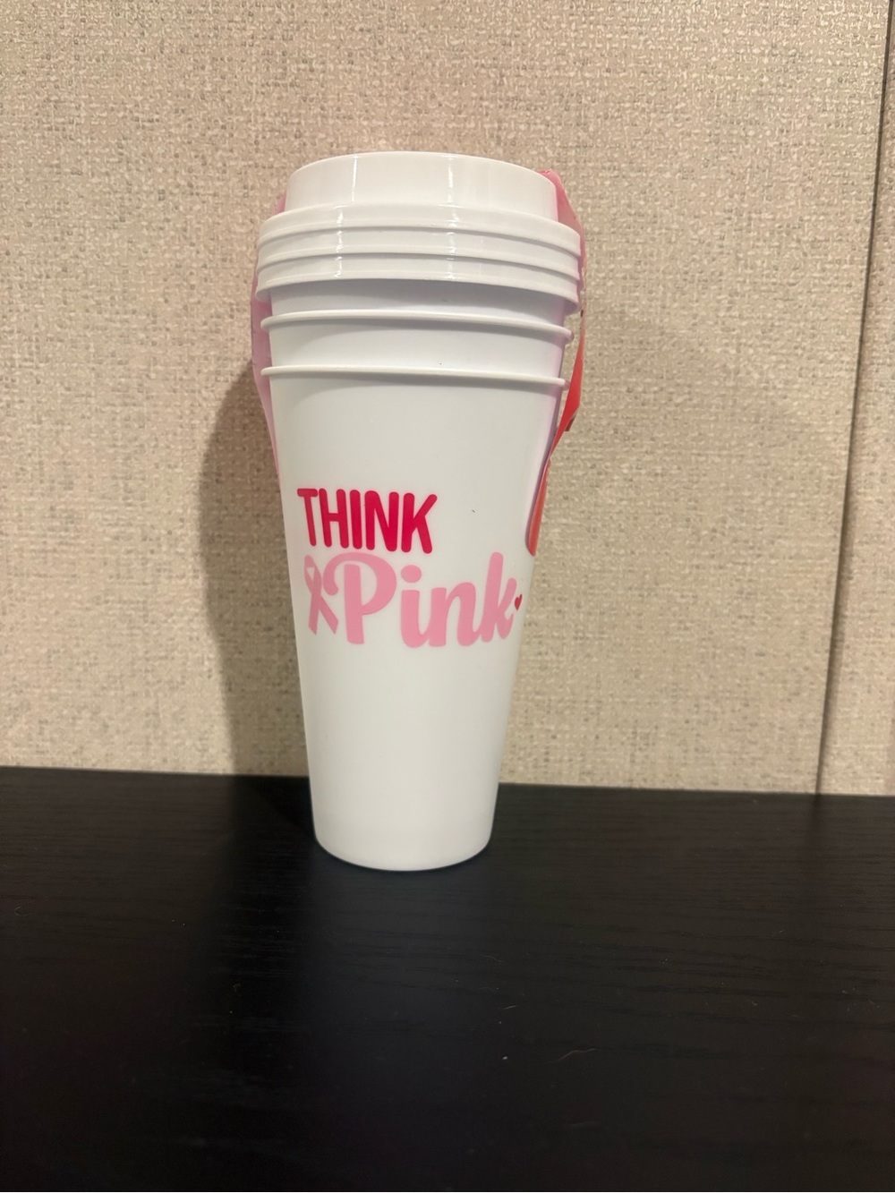 Think Pink White & Pink Travel Tumbler